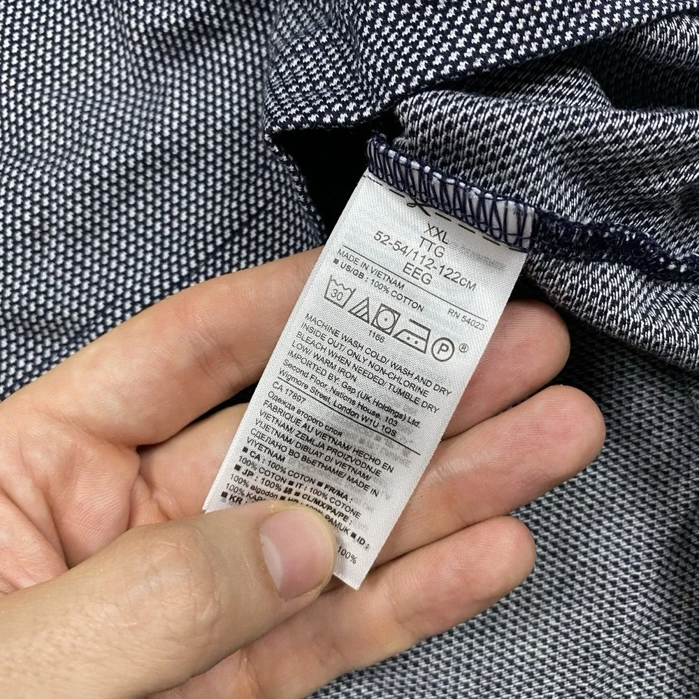 Banana Republic Slim Fit Polo Mens XXL Navy Pattern Buttons Short Sleeve